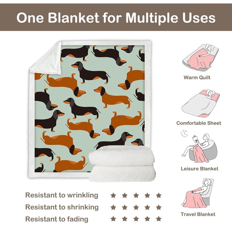 Sleepwish Dachshund Dog Fleece Throw Blanket, Soft Lightweight Sherpa Blanket for Couch Bed Sofa - Cozy Home Comfort Dachshund Gifts for Dog Lovers Women (Throw 50" X 60") - Image 5